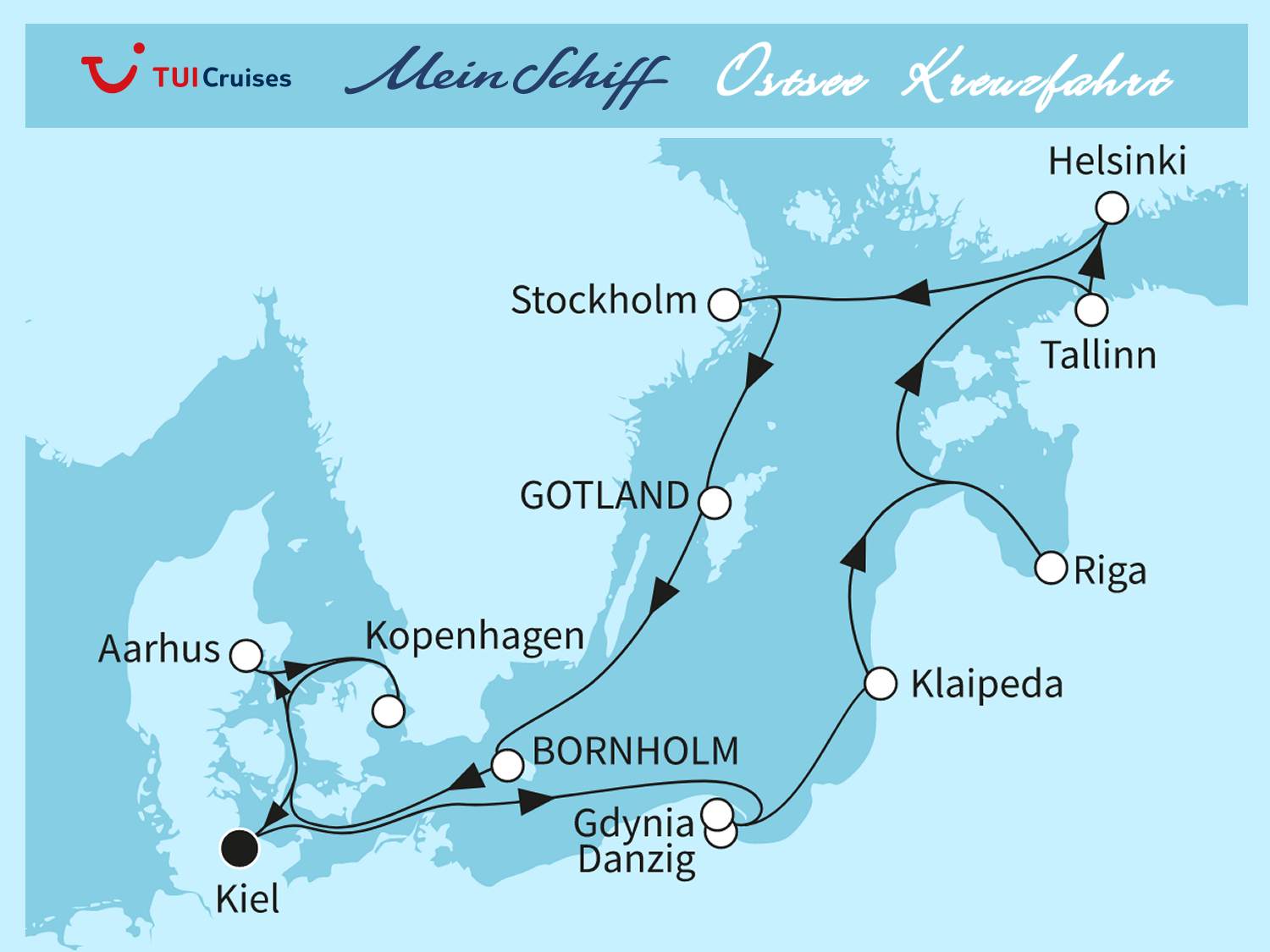 Karte Ostseekreuzfahrt ab Kiel